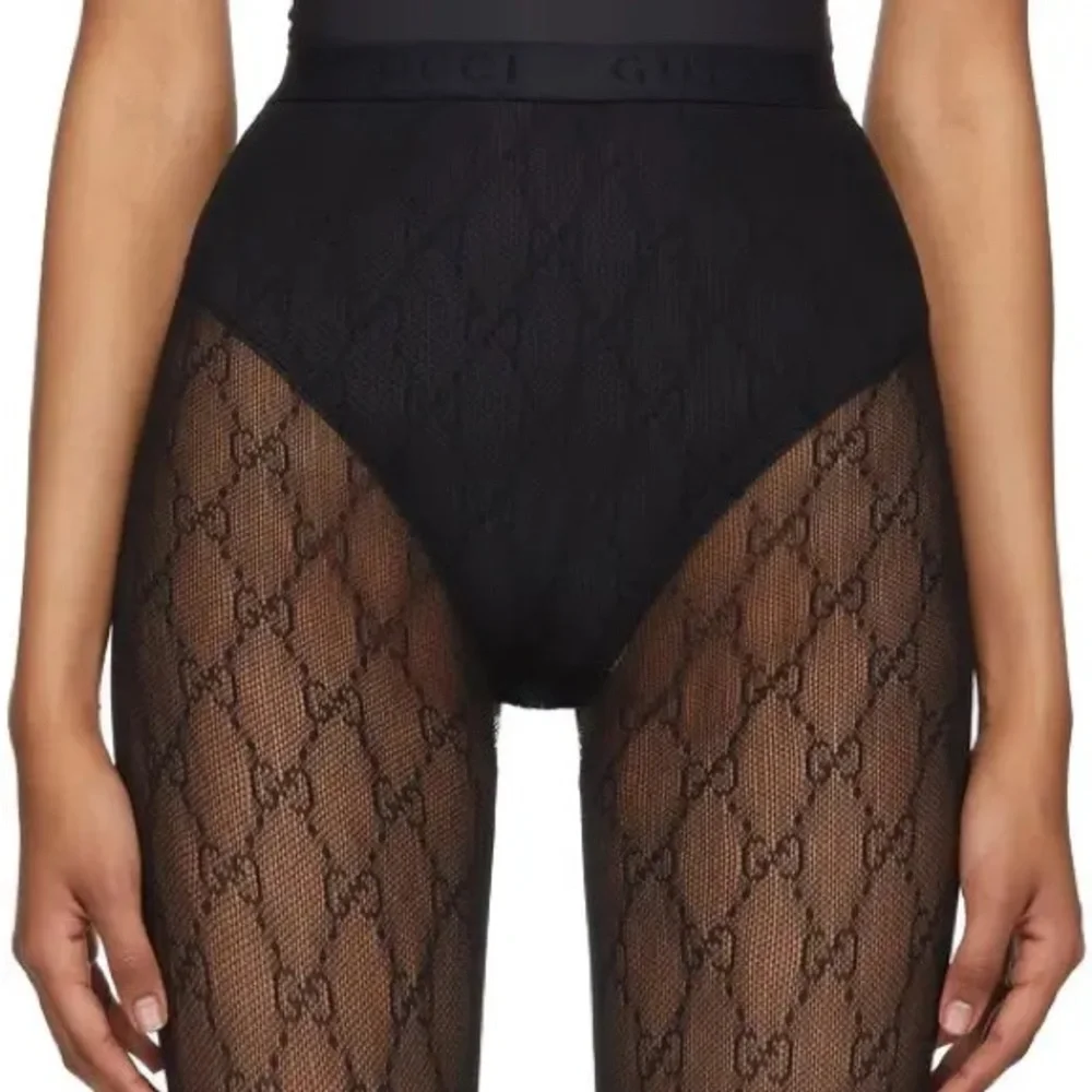 Gucci GG Logo Supremelis Black Tights